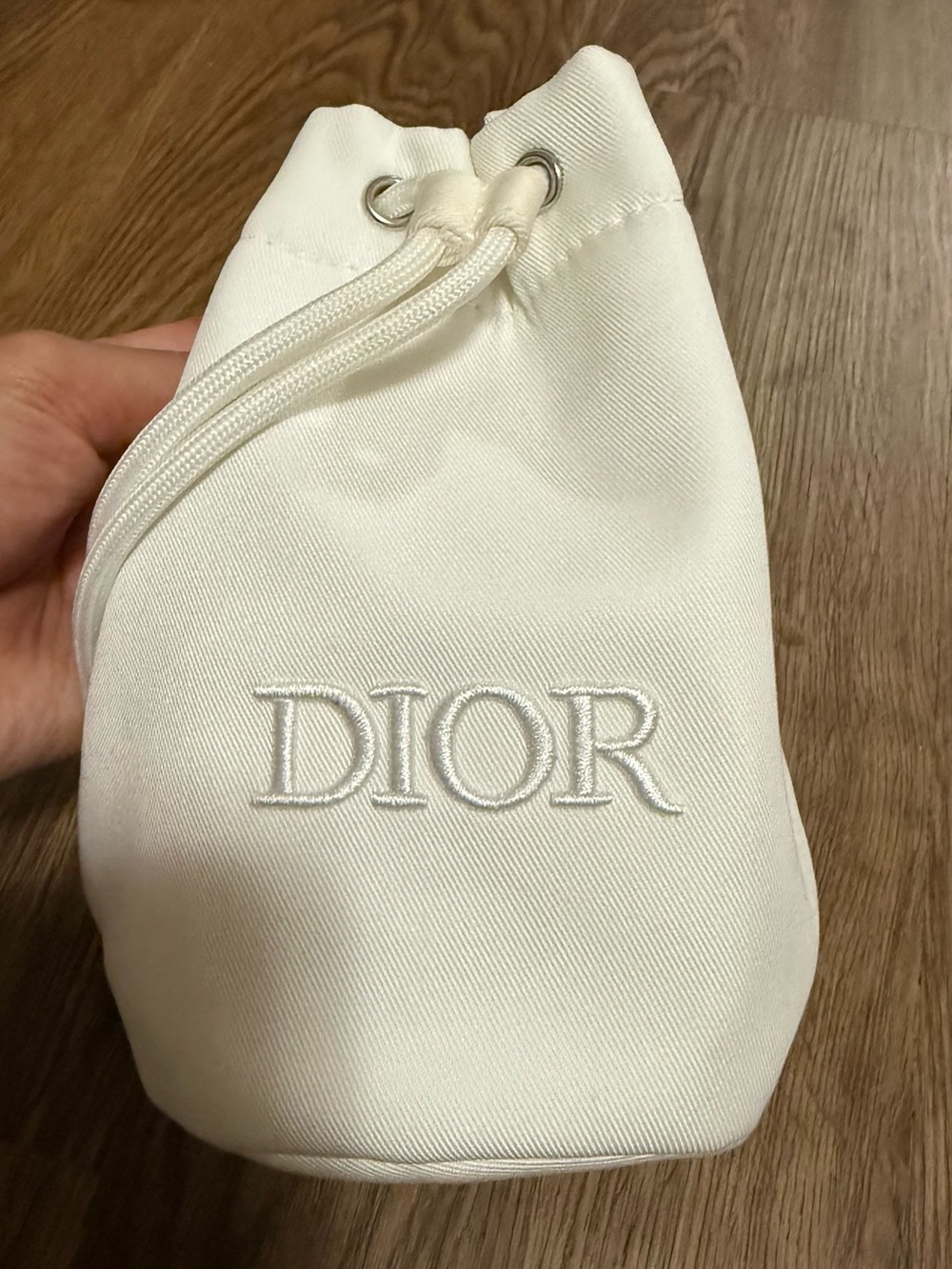 Dior Cream Drawstring Mini Pouch